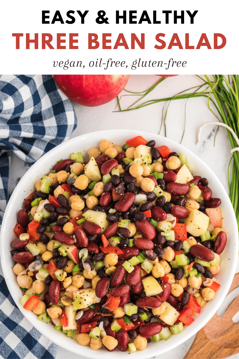 Easy & Healthy Three Bean Salad Recipe (vegan, oilfree, glutenfree)