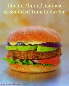 Umami Almond, Quinoa, and Sun-Dried Tomato Burger by Dreena Burton #vegan #glutenfree