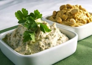 Peanut Sesame Hummus (background) from eat, drink & be vegan