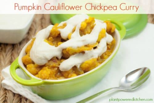 Pumpkin Cauliflower Chickpea Curry with Fresh Cream Sauce www.plantpoweredkitchen.com #vegan