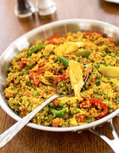 Quinoa Paella by Nava Atlas, recipe from "Plant Power" cookbook