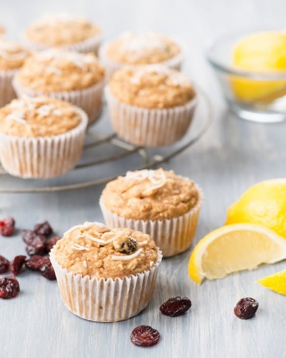 Lemon Cranberry Coconut Muffins from bonus "Plant-Powered Families" ebook by Dreena Burton