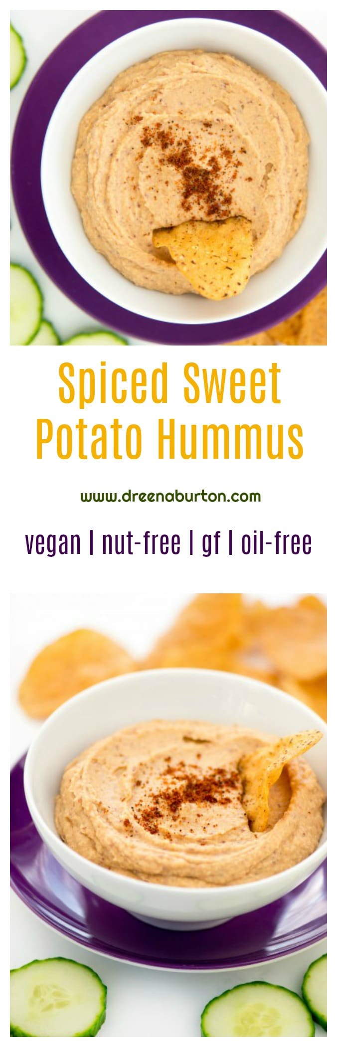 Spiced Sweet Potato Hummus | healthy hummus recipes | vegan hummus recipes | nut-free hummus recipes | gluten free hummus recipes | vegan appetizer recipes | gluten free appetizer recipes | vegan dip recipes | gluten free dip recipes || Plant Powered Kitchen