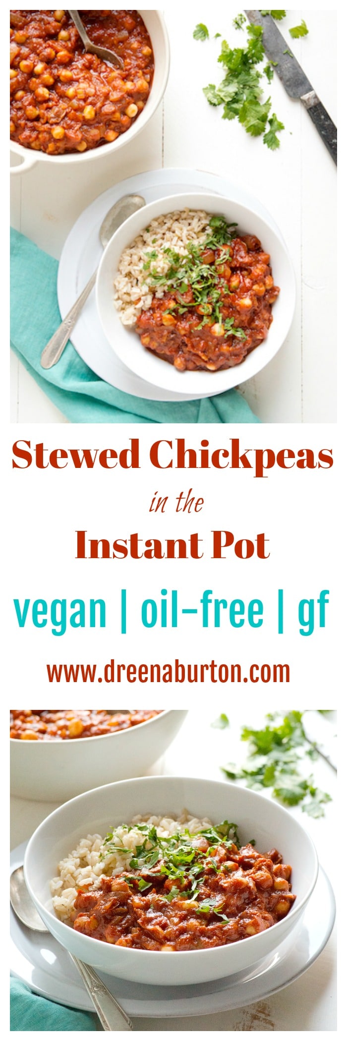 Stewed Chickpeas in the Instant Pot (stovetop method too) | healthy chickpea recipes | healthy instant pot recipes | instant pot meal ideas | vegan instant pot recipes | oil free instant pot recipes | gluten free instant pot recipes | vegan chickpea recipes | gluten free chickpea recipes | vegan dinner recipes || Plant Powered Kitchen