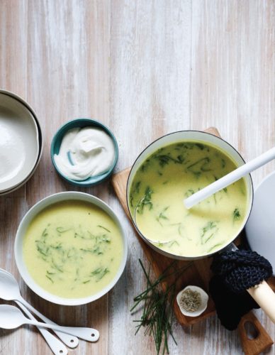 Punched-Up Potato and Leek Soup from The Perfect Blend cookbook