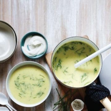 Punched-Up Potato and Leek Soup from The Perfect Blend cookbook
