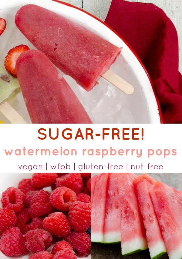 SUGAR-FREE Popsicles: Watermelon Raspberry Pops! #vegan #dairyfree #popsicles #sugarfree #easy #summer #food #fruit #raspberries #watermelon #wfpb #glutenfree #plantbased 
