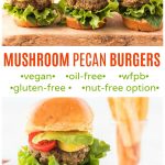 mushroom pecan burgers on plate