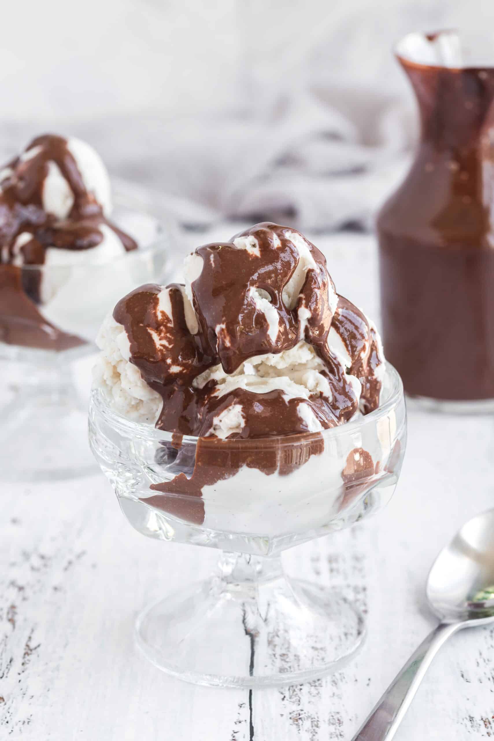 vegan hot fudge sauce on ice cream
